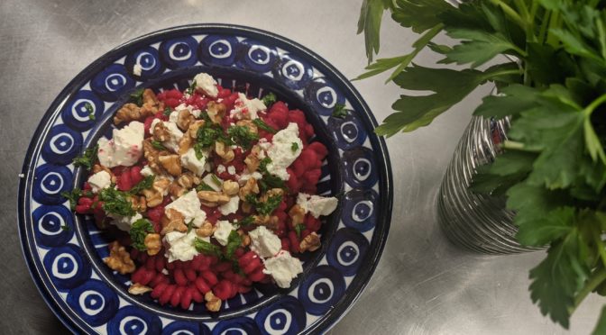 Pasta with Roasted Beet and Garlic Sauce